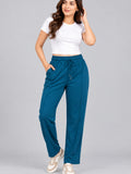 Mid Rise Easy Cotton Pants-Teal