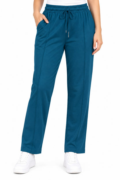 Mid Rise Easy Cotton Pants-Teal