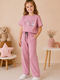 Girls Cotton T-Shirt & Pajama Set Soft Co-Ord Outfit for Kids 6-9 Years  (6-9 Years)