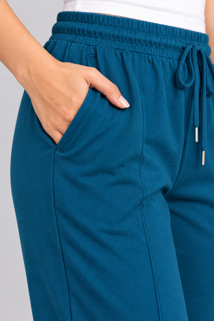 Mid Rise Easy Cotton Pants-Teal