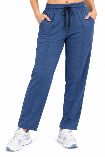 Mid Rise Easy Cotton Pants-Denim