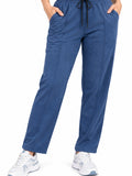 Mid Rise Easy Cotton Pants-Denim