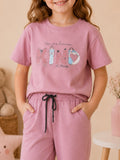 Girls Cotton T-Shirt & Pajama Set Soft Co-Ord Outfit for Kids 6-9 Years  (6-9 Years)