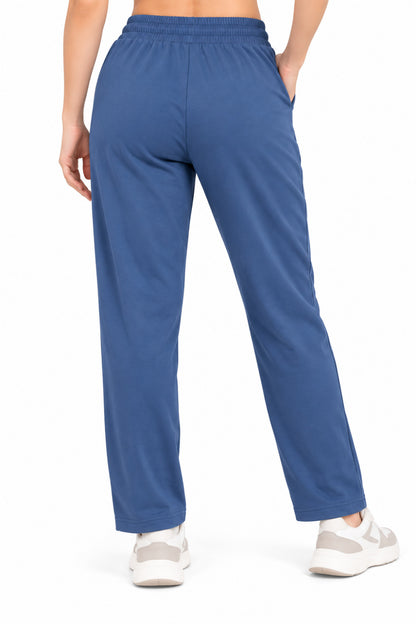 Mid Rise Easy Cotton Pants-Denim