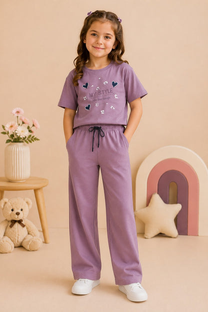 Girls Cotton T-Shirt & Pajama Set Soft Co-Ord Outfit for Kids 6-9 Years  (6-9 Years)