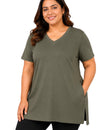 Woman Cotton Lycra V-Neck  Active Tees –Sage