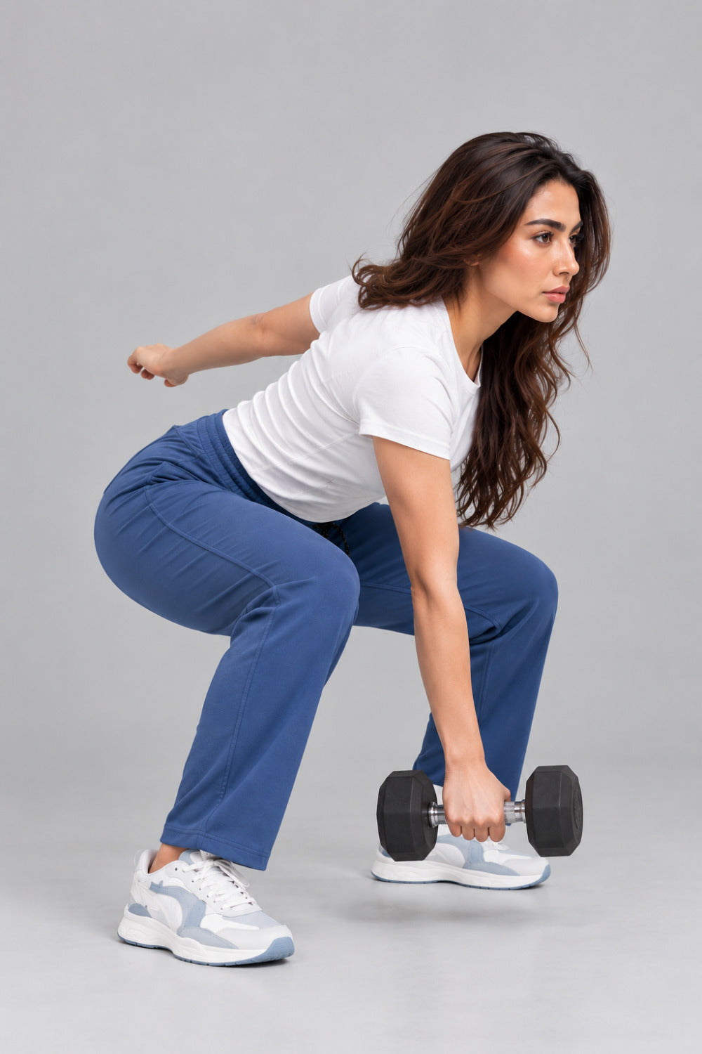 Mid Rise Easy Cotton Pants-Denim
