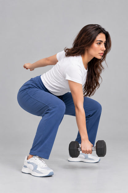 Mid Rise Easy Cotton Pants-Denim