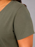 Woman Cotton Lycra V-Neck  Active Tees –Sage