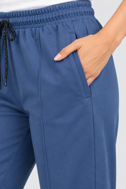 Mid Rise Easy Cotton Pants-Denim