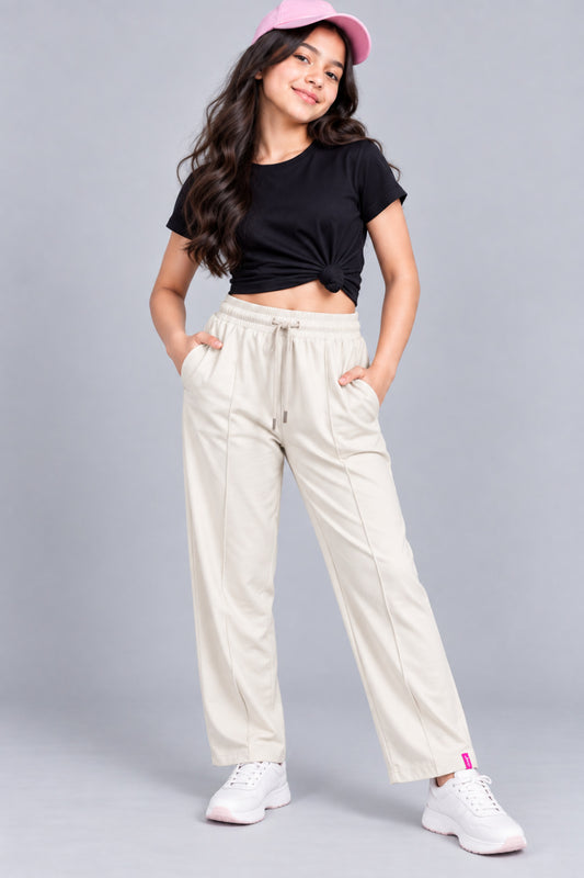 Girls' Relaxed Fit Cotton Track Pants for 11–14 Years