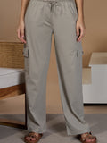 Women Smart Straight Fit Easy Wash Cargo Pants- Oak Grey