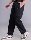 Jinxer Men Straight Fit Cargo Cotton Casual Pants - Black