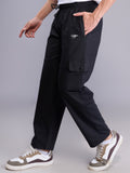 Cotton cargo casual pants in black for men