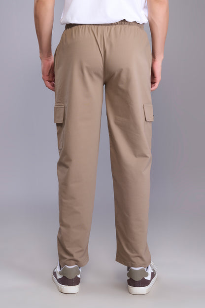 Brown Cotton Blend Regular Fit Cargo