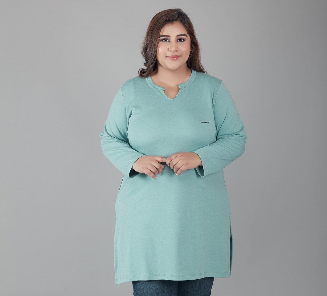 Breezy Sage Plus Size Full Sleeve Long Top For Women Online In India