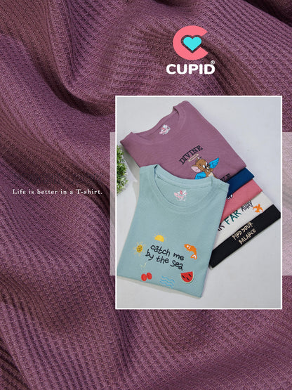 Woman Divine Trouble Textured  Cotton Relaxed  Fit T-Shirt: French Lilac