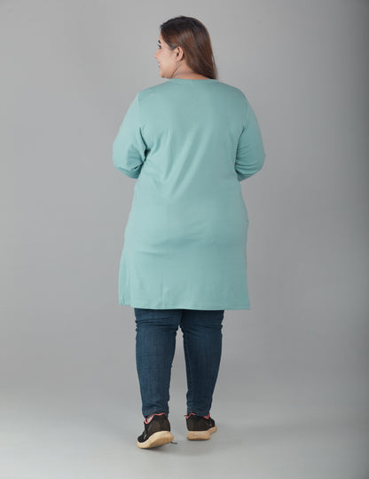 Plus Size Full Sleeves Long Tops For Women - Pack of 2 (Navy & Sage)