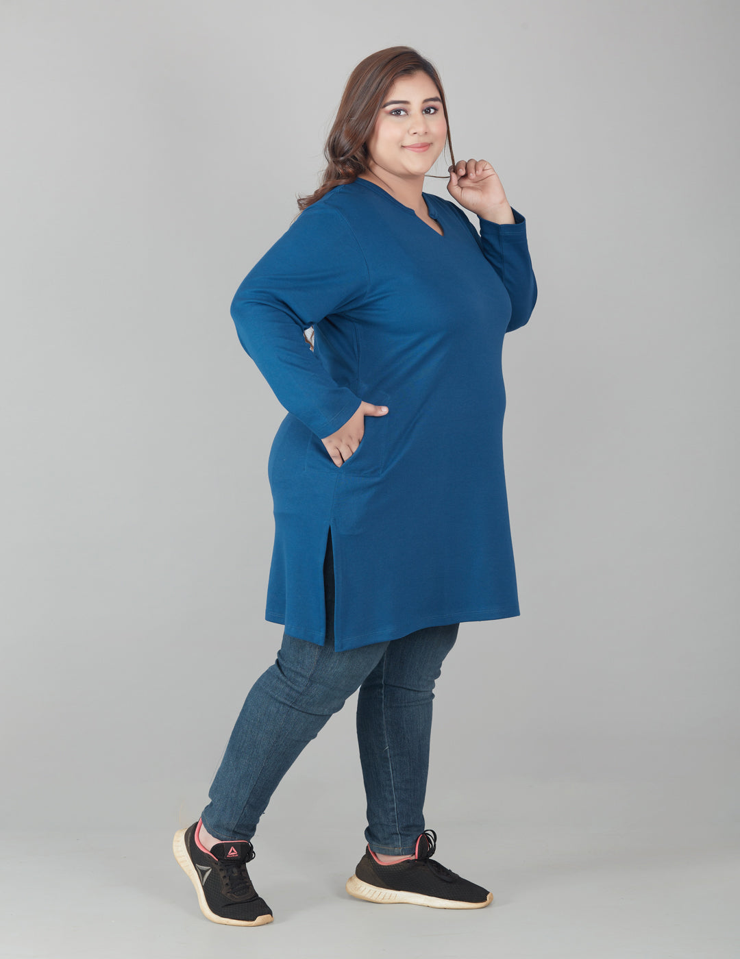 Plus Size Full Sleeves Long Tops For Women - Pack of 2( Mauve& Blue)
