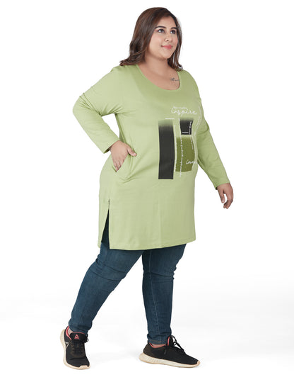 Plus Size Cotton Long Tops for Women Full Sleeves - Pack of 2(Wine&Green)
