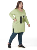 Plus Size Cotton Long Tops for Women Full Sleeves - Pack of 2(Wine&Green)
