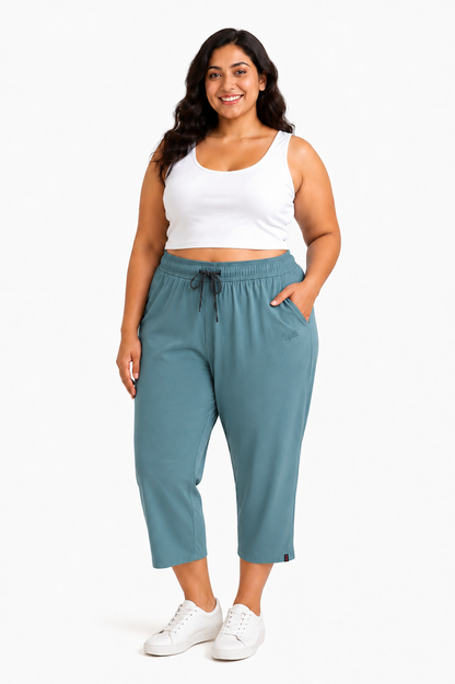 Cotton Capris For Women - Half Capri Pants - Sage