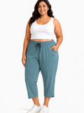 Cotton Capris For Women - Half Capri Pants - Sage
