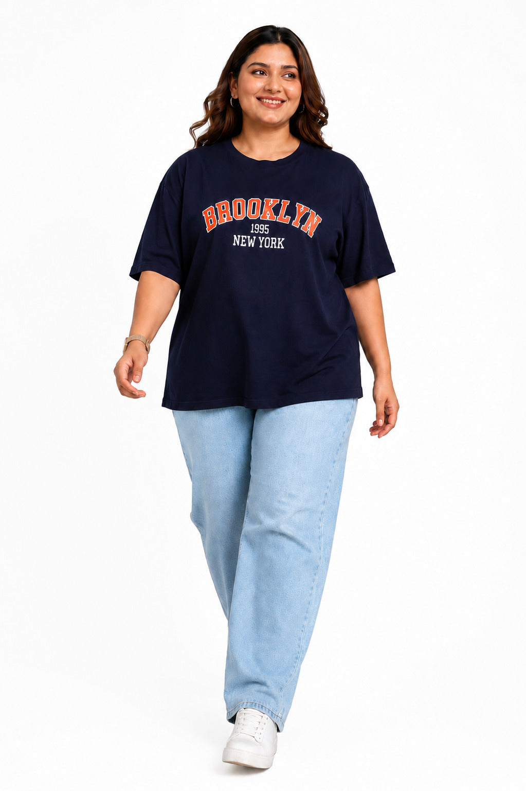 Cupid Woman Basic Printed Cotton Tees In Plus Sizes