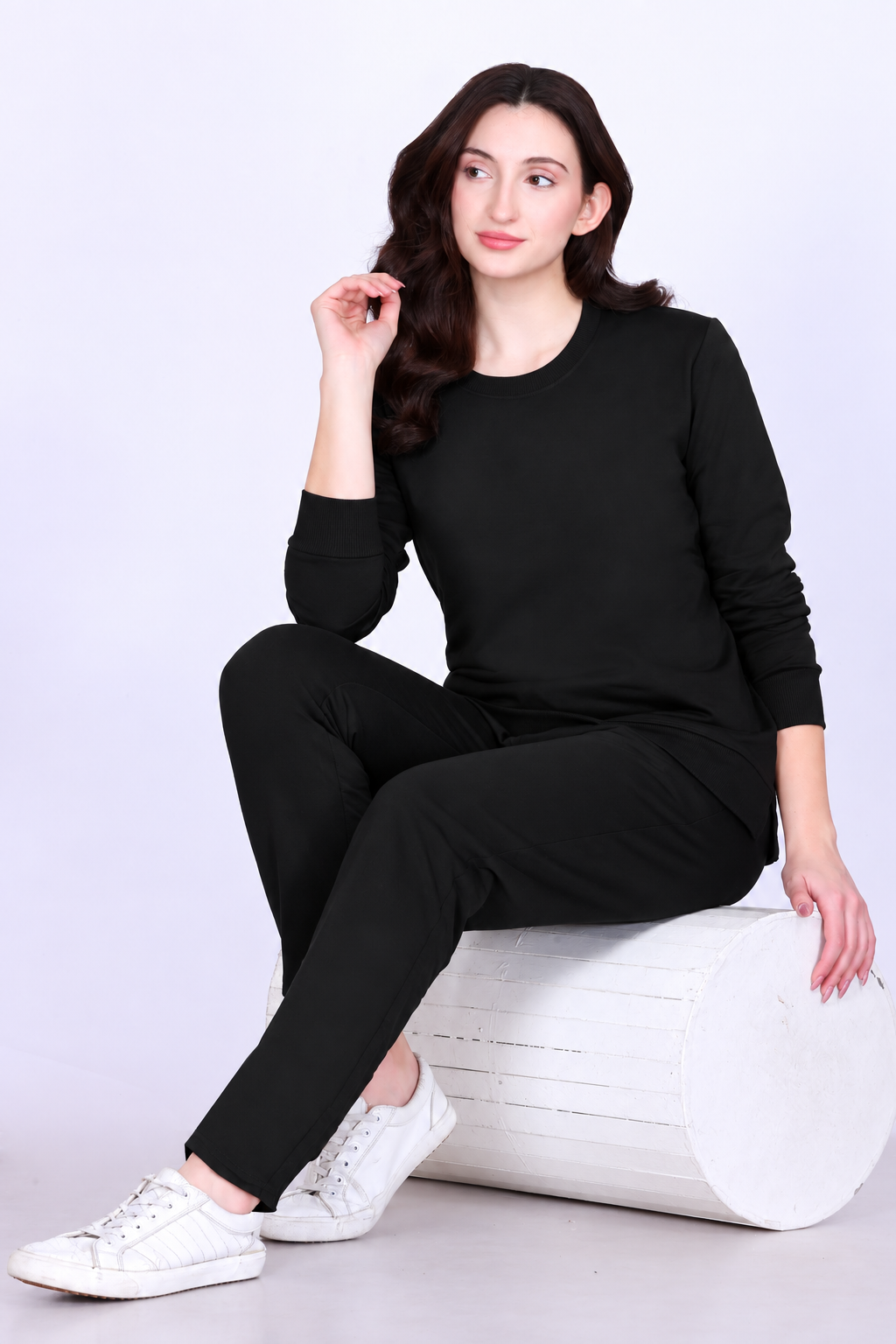 Women’s Cotton Fleece Co-Ord Set – Winter Wear-Black