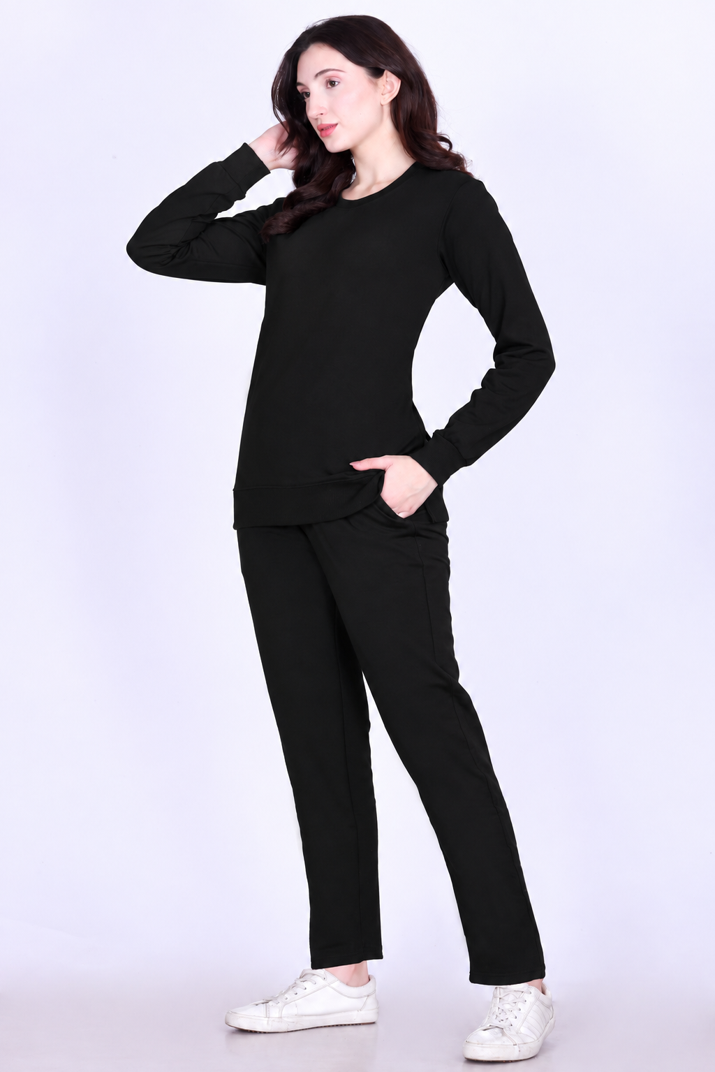 Women’s Cotton Fleece Co-Ord Set – Winter Wear-Black