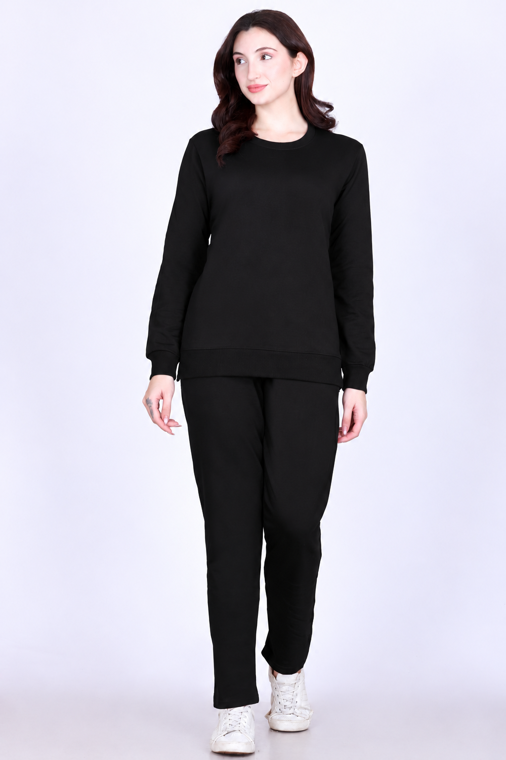 Women’s Cotton Fleece Co-Ord Set – Winter Wear-Black