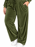 Winter Cotton Velvet Tracksuit For Women - Olive Green