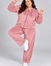 Winter Cotton Velvet Tracksuit For Women - Rosy Pink