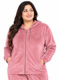 Winter Cotton Velvet Tracksuit For Women - Rosy Pink