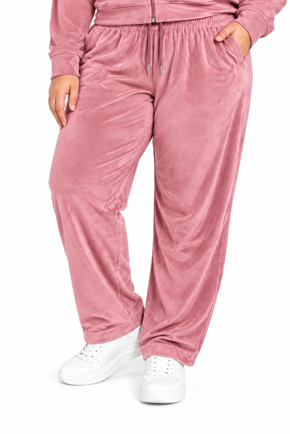 Winter Cotton Velvet Tracksuit For Women - Rosy Pink