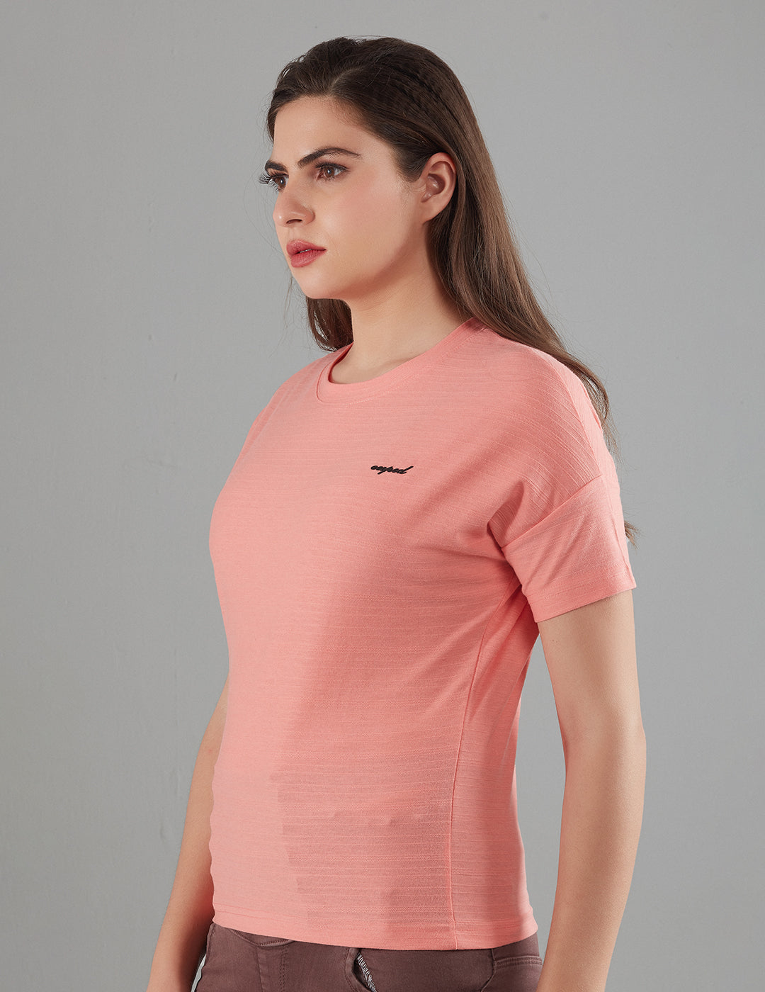 Women Plain Short T-shirts - Peach