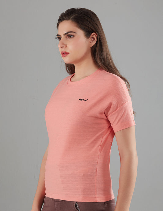 Stylish Plain Short T-Shirts for women In Peach At Best Price