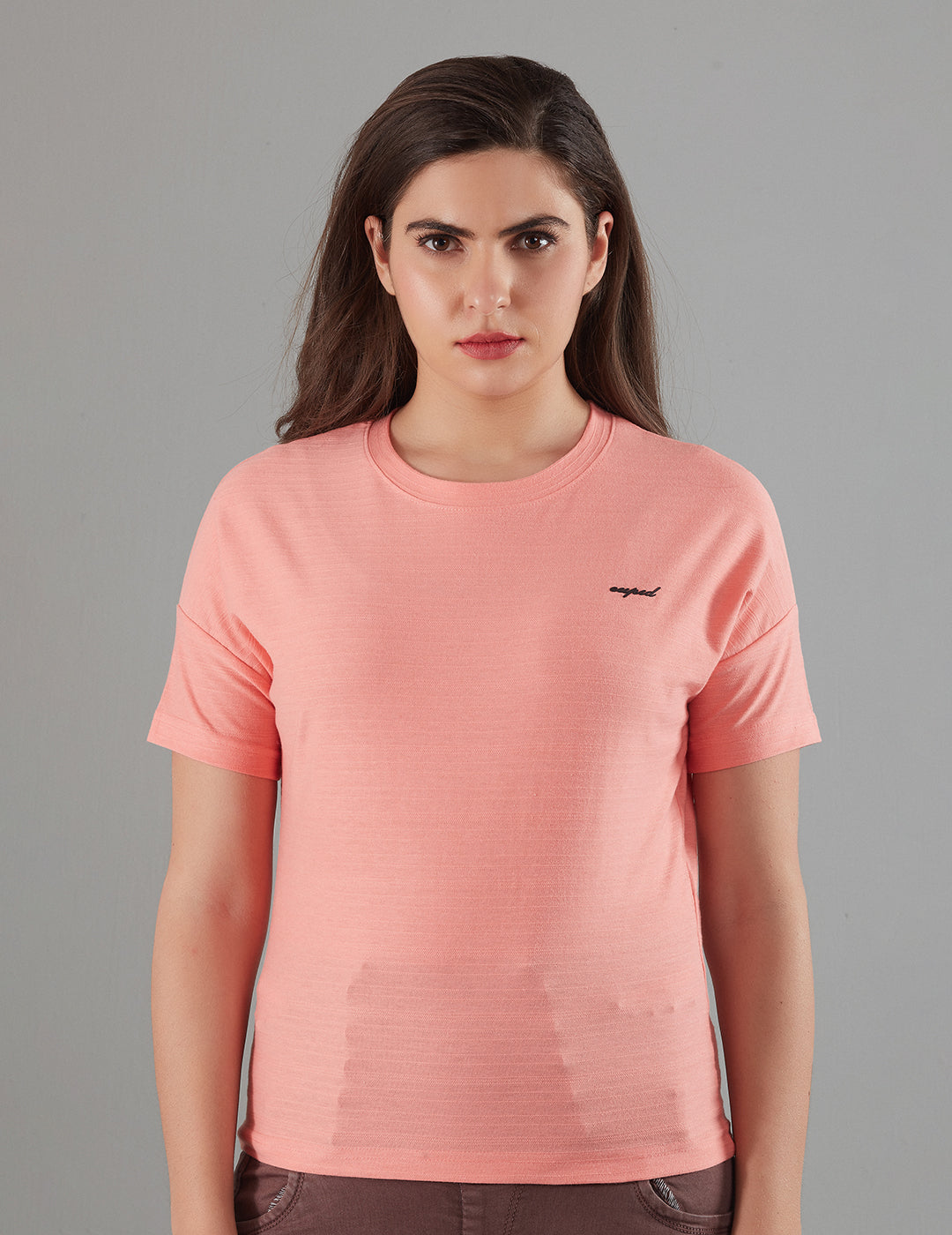 Women Plain Short T-shirts - Peach