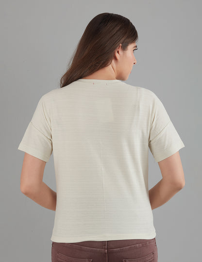 Women Plain Short T-shirts - Off White