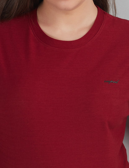 Women Plain Short T-shirts -  Ruby Red