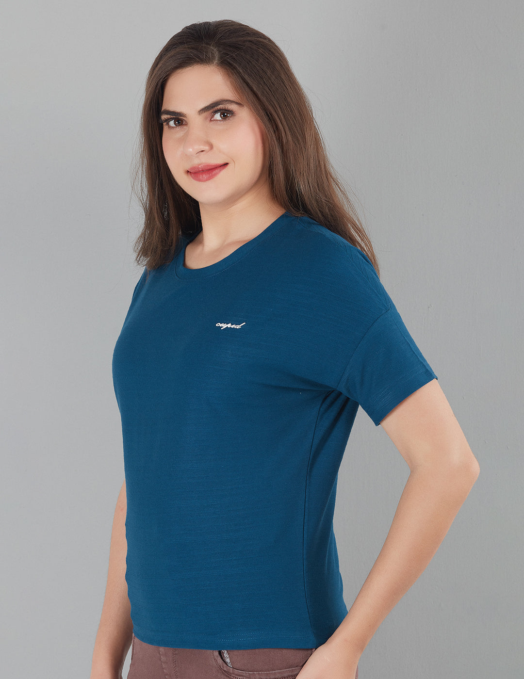 Stylish Plain Short T-Shirts for women In Teal Blue At Best Price
