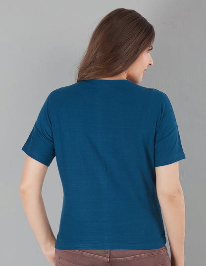 Stylish Plain Short T-Shirts for women In Teal Blue At Best Price