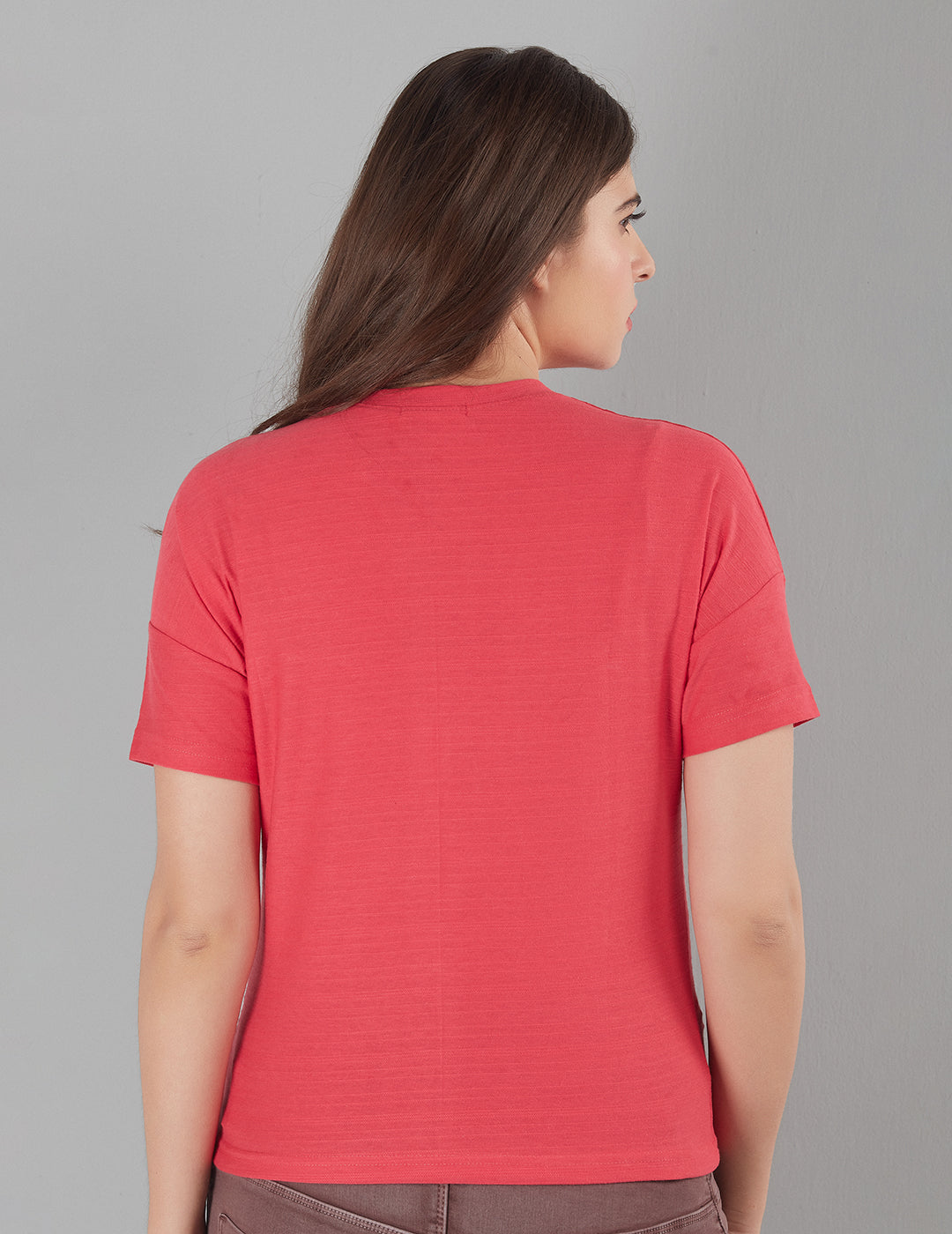 Stylish Plain Short T-Shirts for women In Hot Pink At Best Price