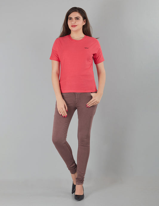 Stylish Plain Short T-Shirts for women In Hot Pink  At Best Price