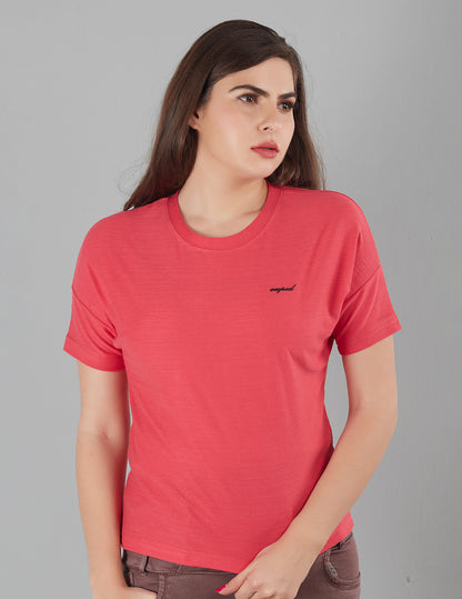 Women Plain Short T-shirts - Hot Pink