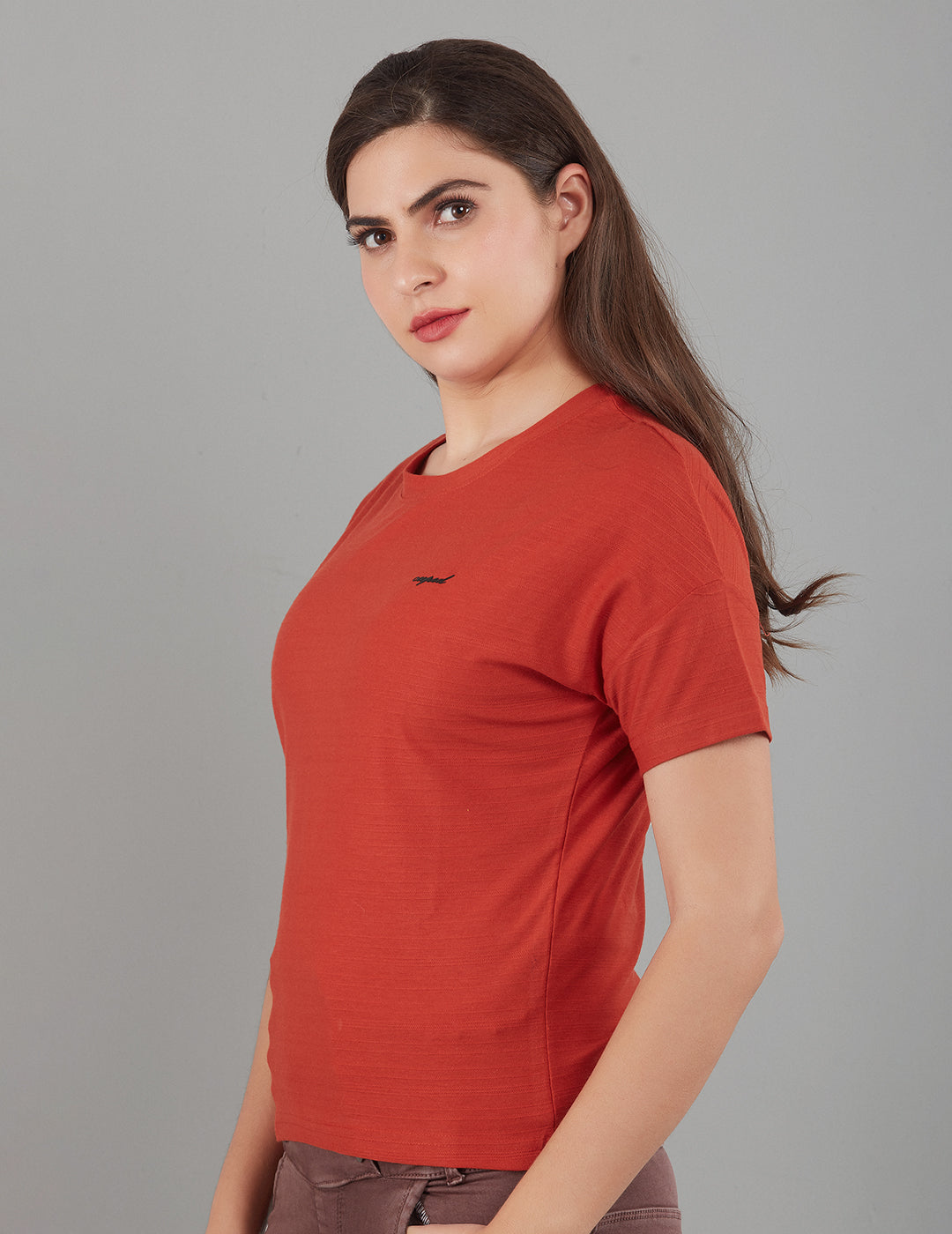 Stylish Plain Short T-Shirts for women In Rust At Best Price