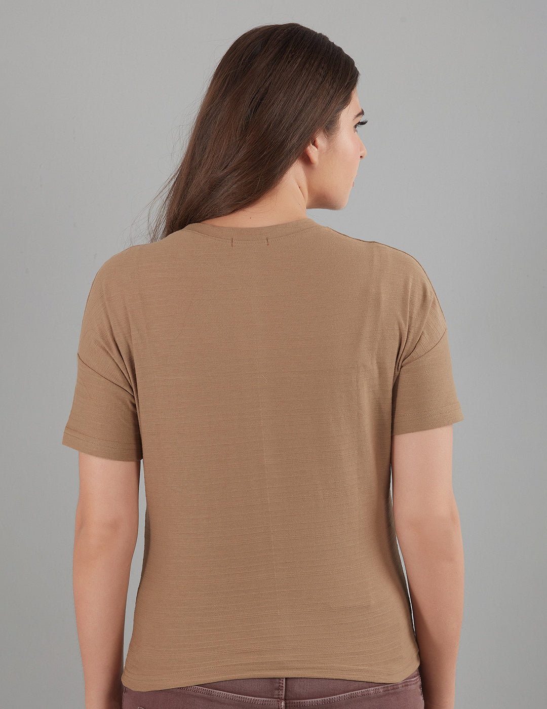 Stylish Plain Short T-Shirts for women In Tortilla At Best Price