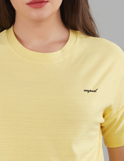 Women Plain Short T-shirts - Lemon