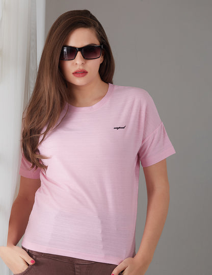 Women Plain Short T-shirts  -Pink