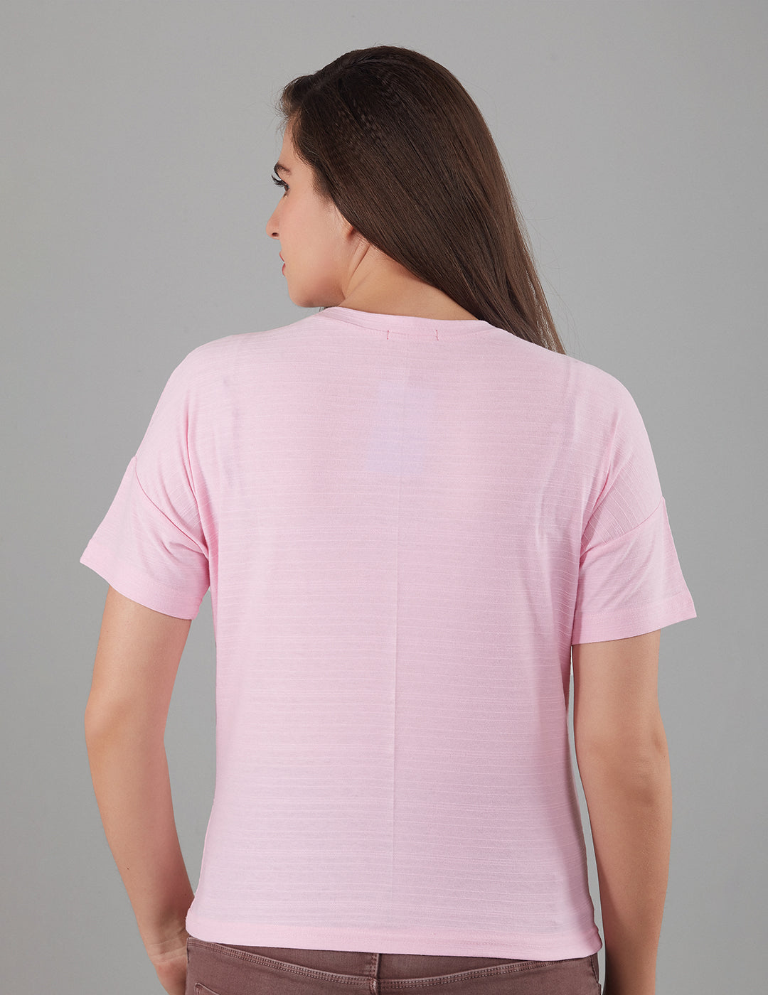 Women Plain Short T-shirts  -Pink